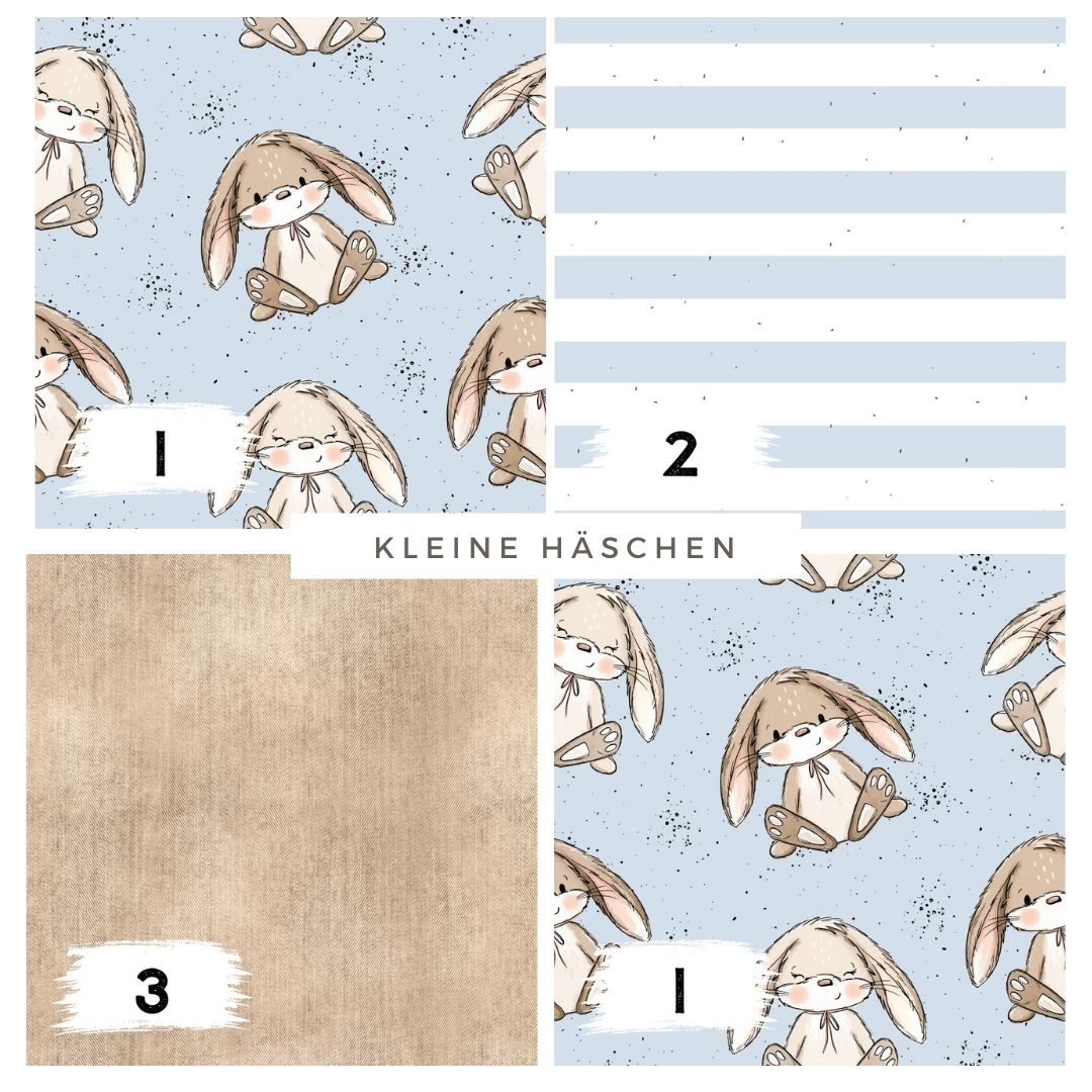 Kleine Häschen Hellblau – Kinderstoff mit Hasen | verschiedene Stoffarten