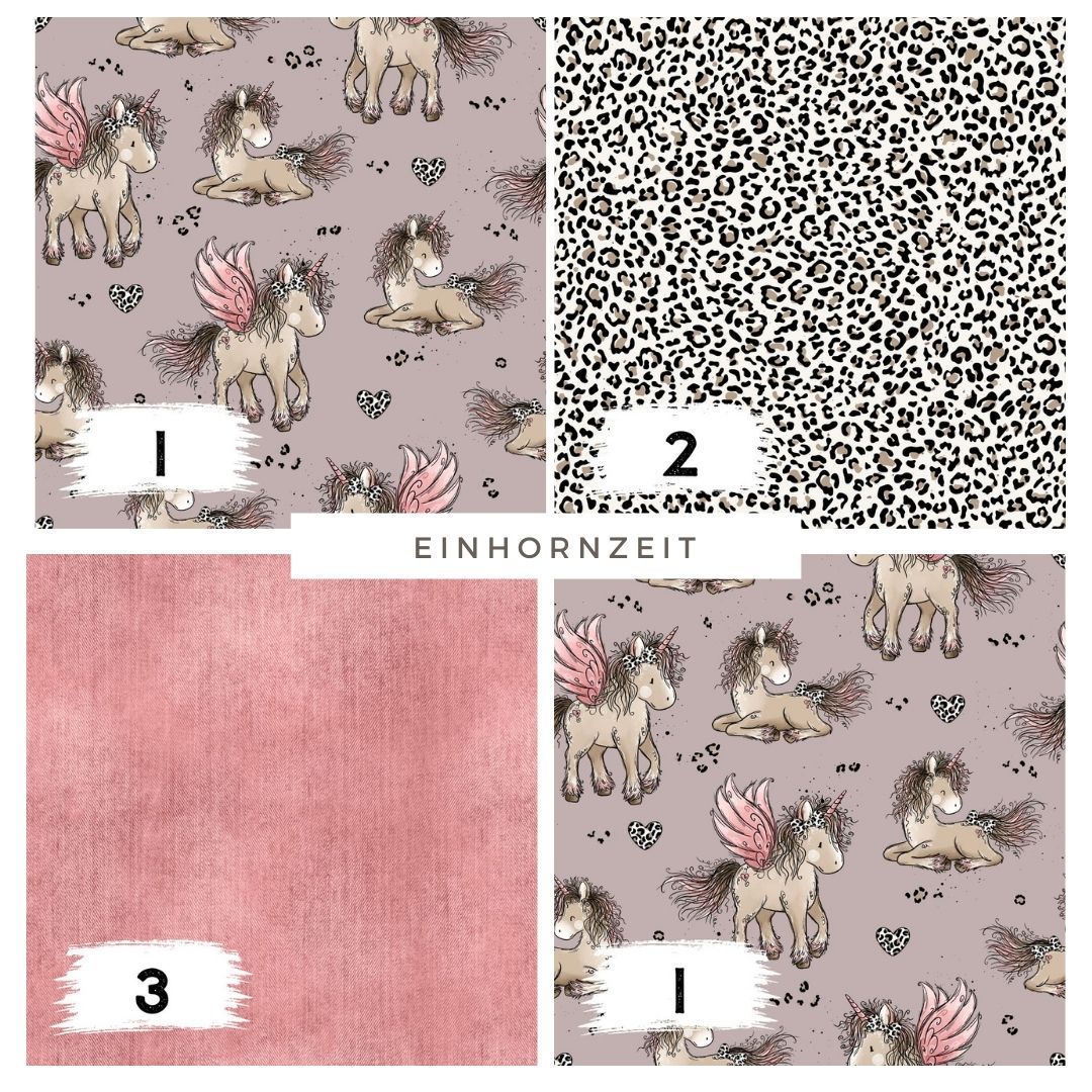 Stoffpaket Einhornzeit Mauve – Einhorn Stoff in Mauve | verschiedene Stoffarten