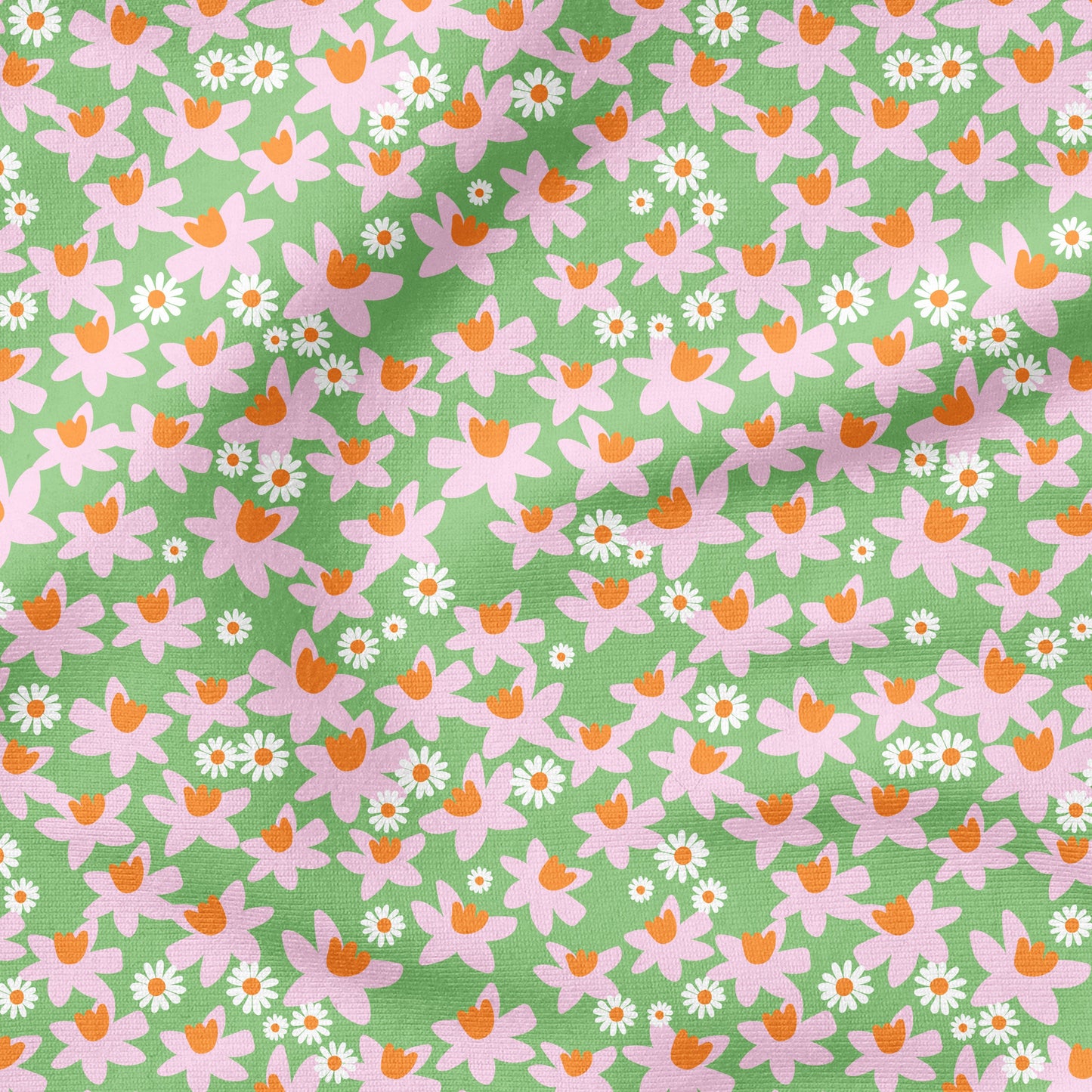 Darling Daffodils Grün – florales Design | auf verschiedenen Stoffarten