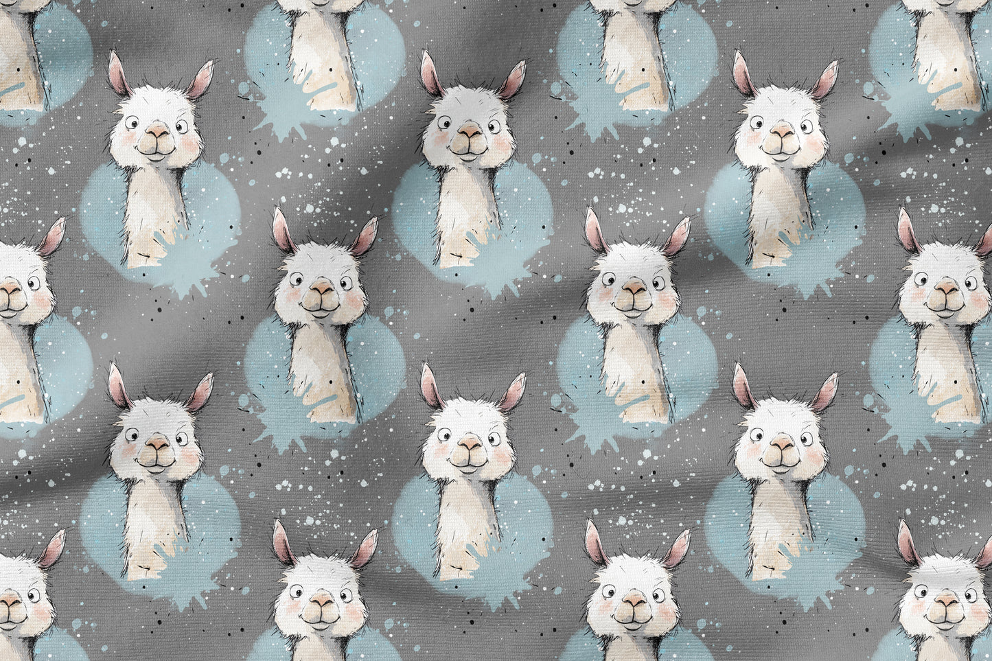 Lama Vibes Grau – modernes Lama-Design | verschiedene Stoffarten