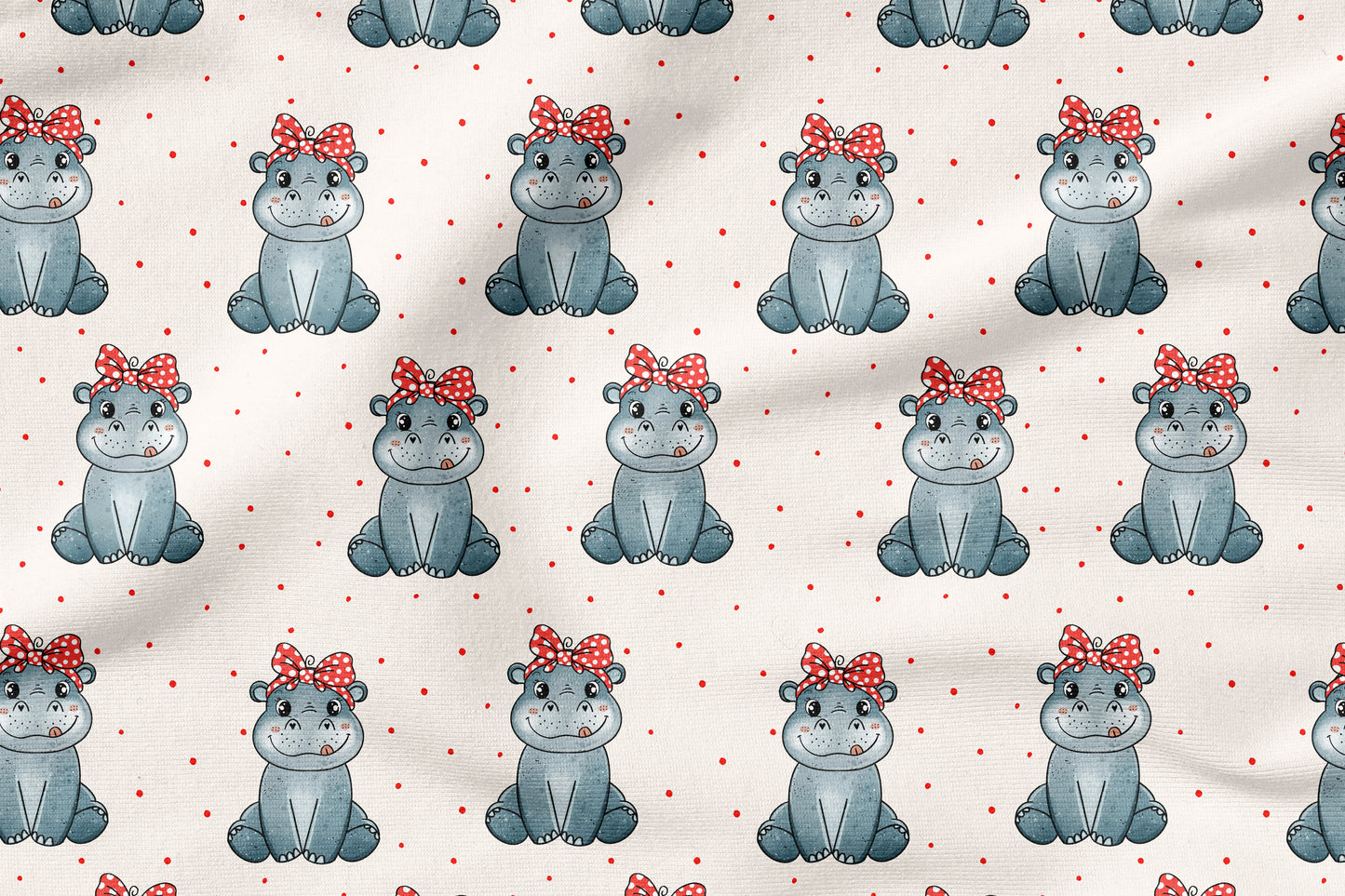 Happy Hippo Beige – süßer Nilpferd Kinderstoff | verschiedene Stoffarten