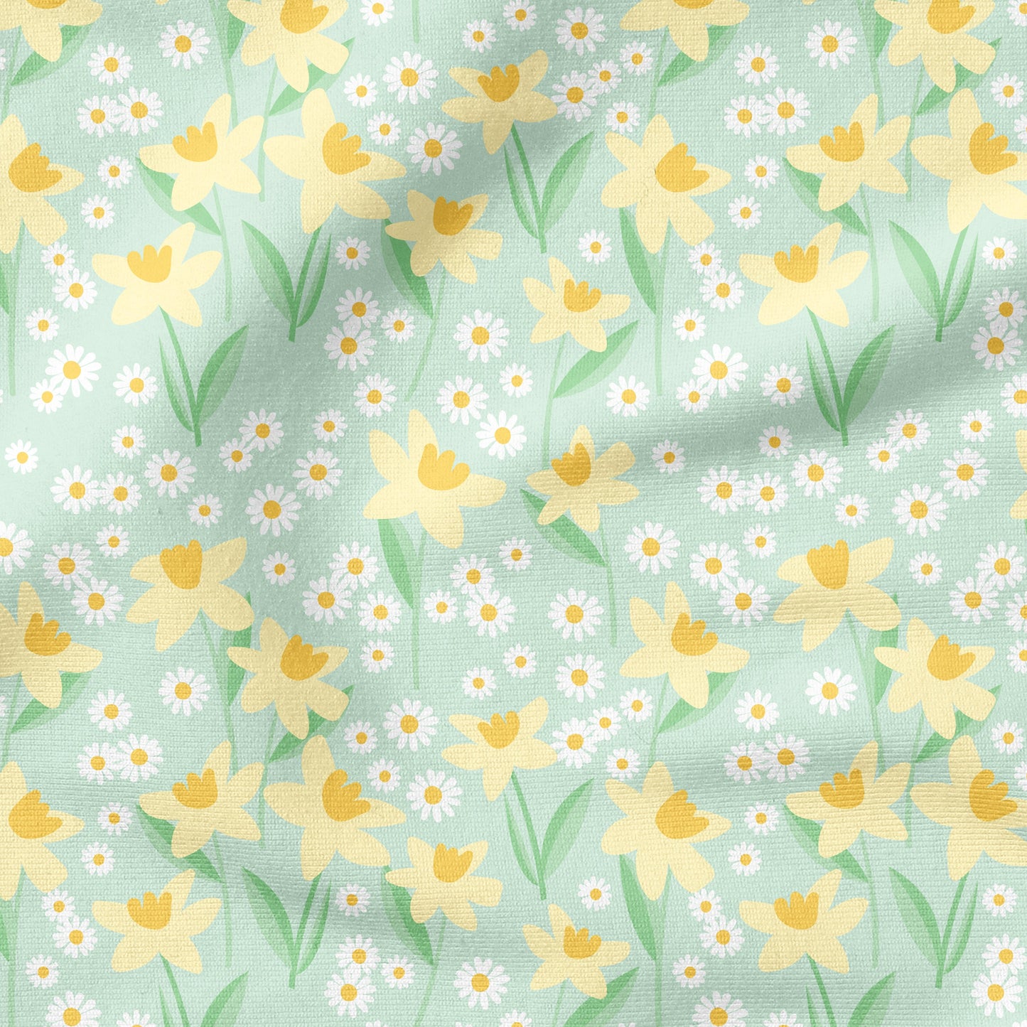 Darling Daffodils Mint – florales Design | auf verschiedenen Stoffarten