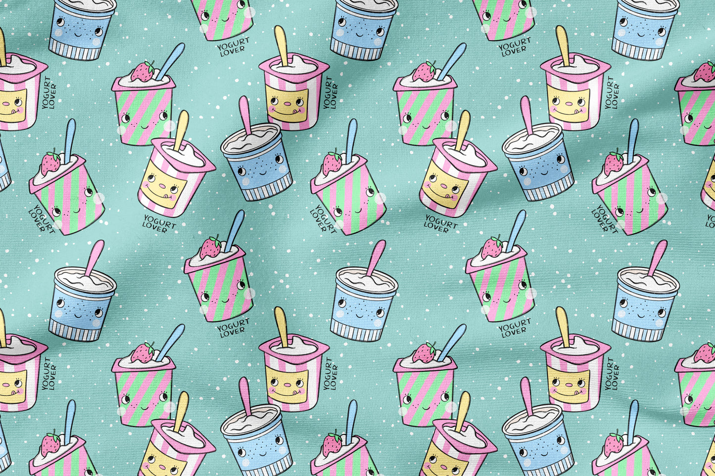 Yogurt Lover Mint – Kinderstoff Food Design | verschiedene Stoffarten