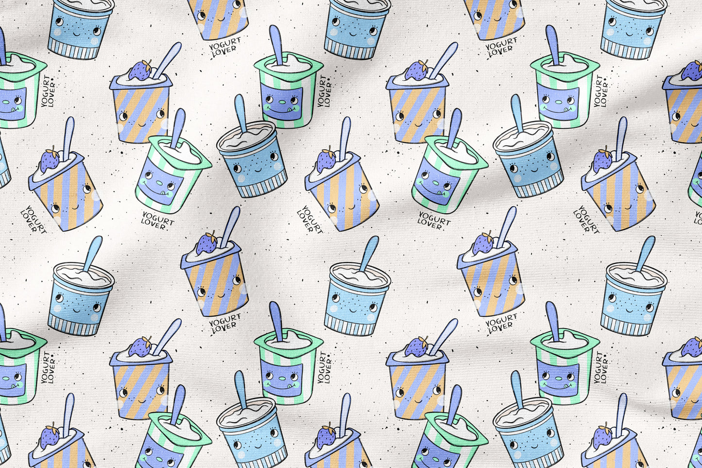 Yogurt Lover Neutral – Kinderstoff Food Design | verschiedene Stoffarten