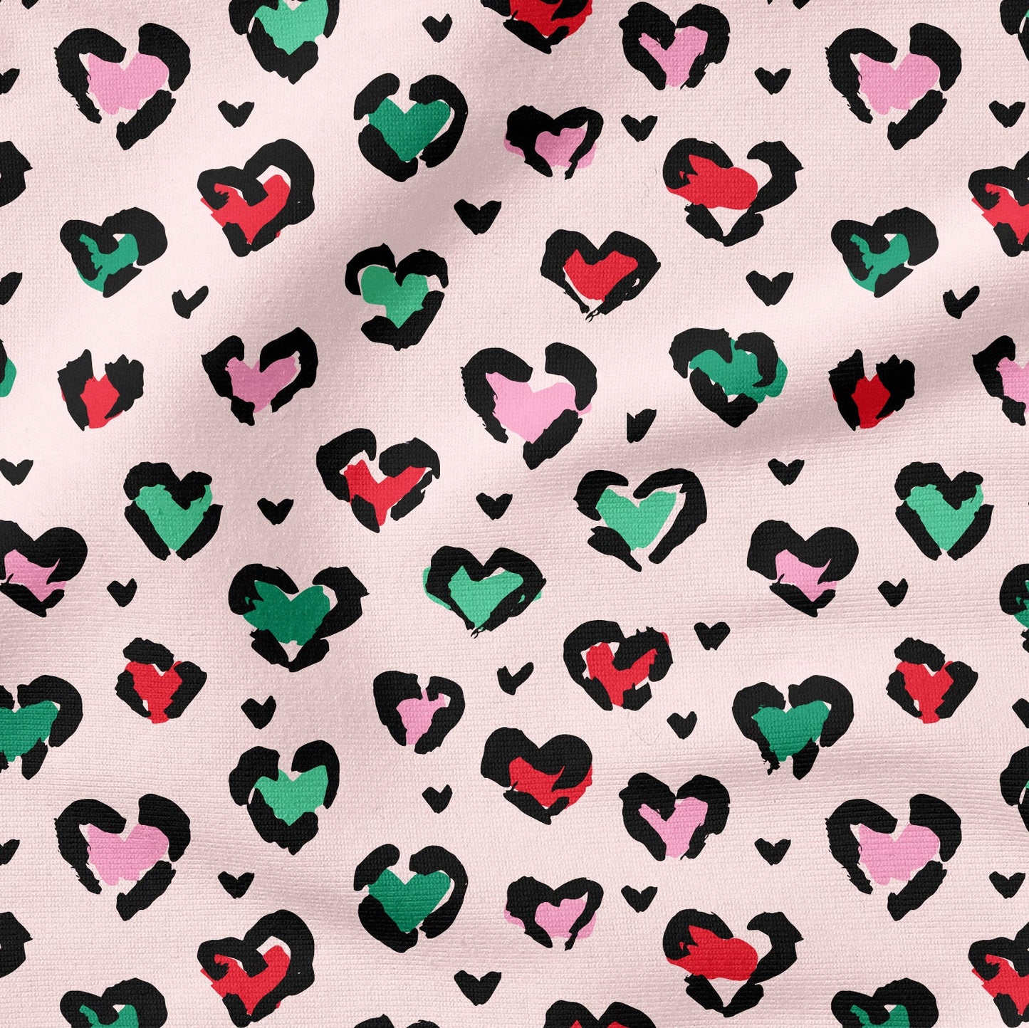 Big Leo Hearts Rosa – Leo Stoff mit Herzen | verschiedene Stoffarten