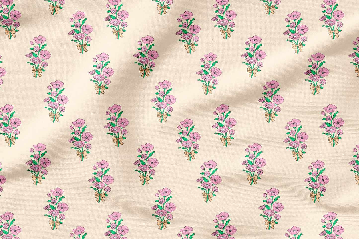 Blush Bloom – Floraler Stoff mit Blumen & Schleifen | verschiedene Stoffarten