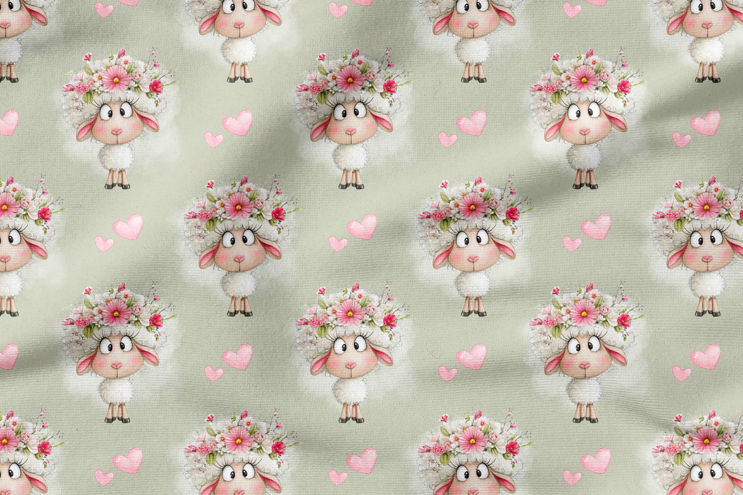 Miss Sheep Grün – Schäfchen Stoff | auf verschiedenen Stoffarten
