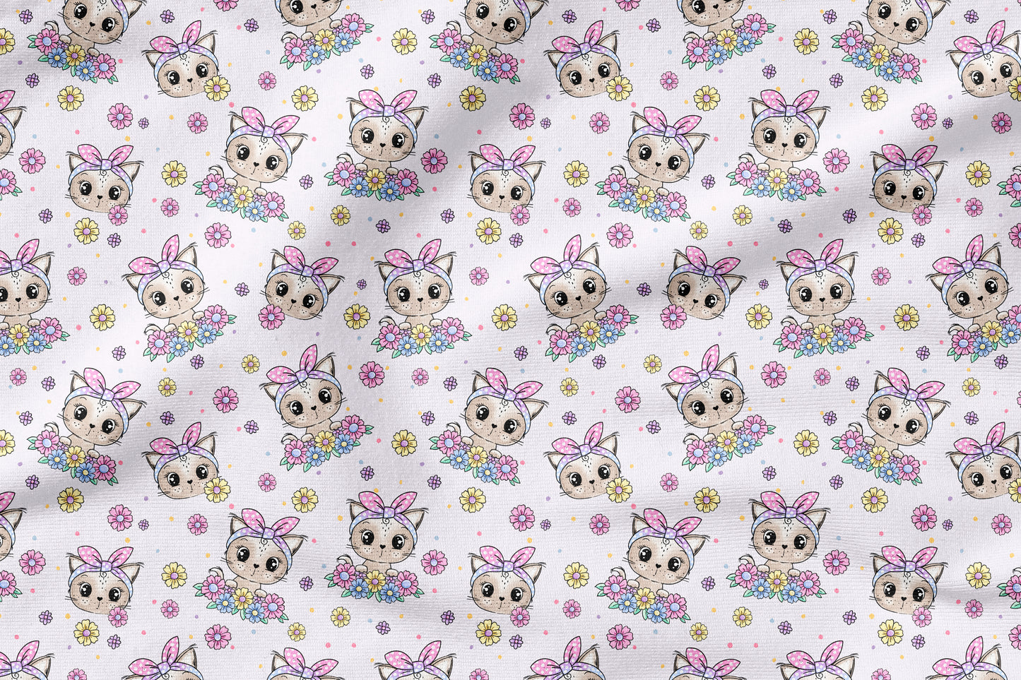 Kitty Flower Flieder – Katzen & Blumen Kinderstoff | verschiedene Stoffarten