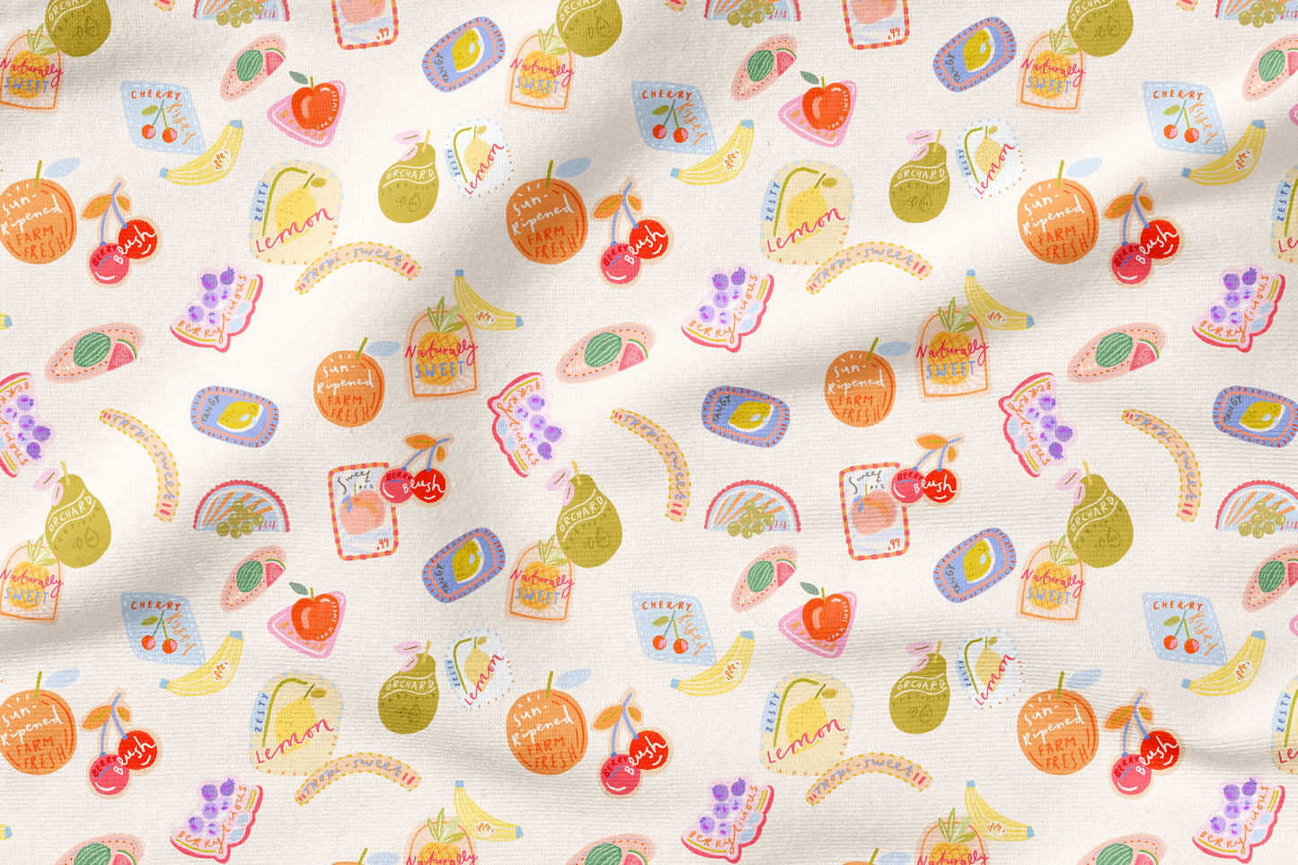 Sweet Picks Neutral – Kinderstoff mit Früchten | verschiedene Stoffarten