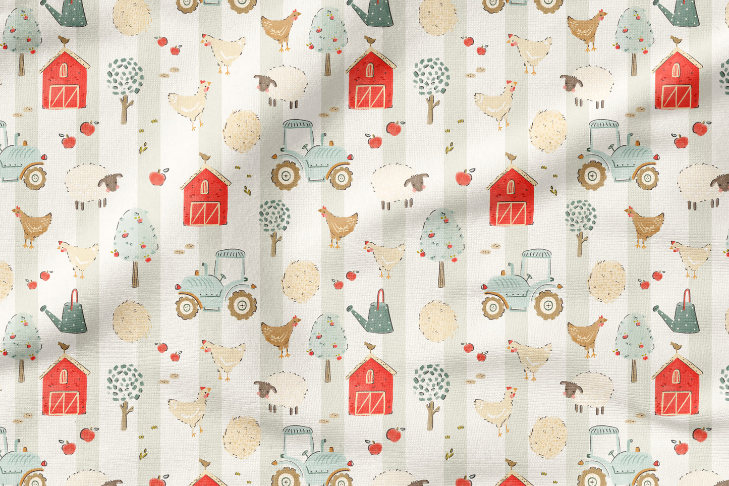 On the Farm Streifen – Bauernhof Design | auf verschiedenen Stoffarten