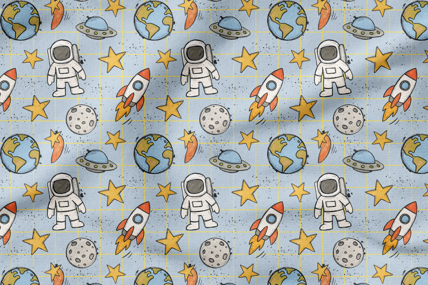 Mission Mars Hellblau | auf verschiedenen Stoffarten