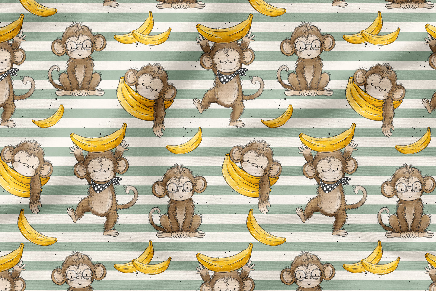 Affentag – freche Affen mit Bananen | auf verschiedenen Stoffarten