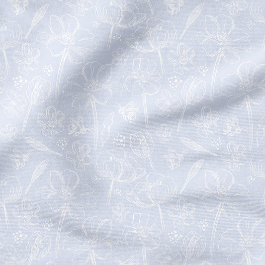 Floral Lines Blau | auf verschiedenen Stoffarten