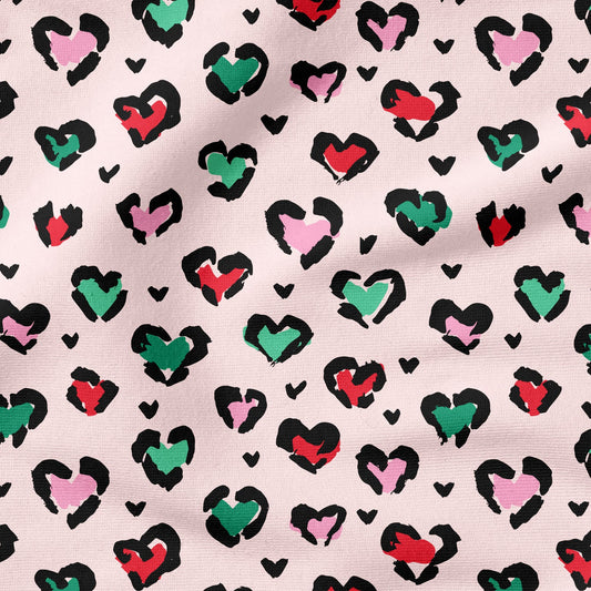 Leo Hearts Rosa – moderner Leo Stoff mit Herzen | verschiedene Stoffarten