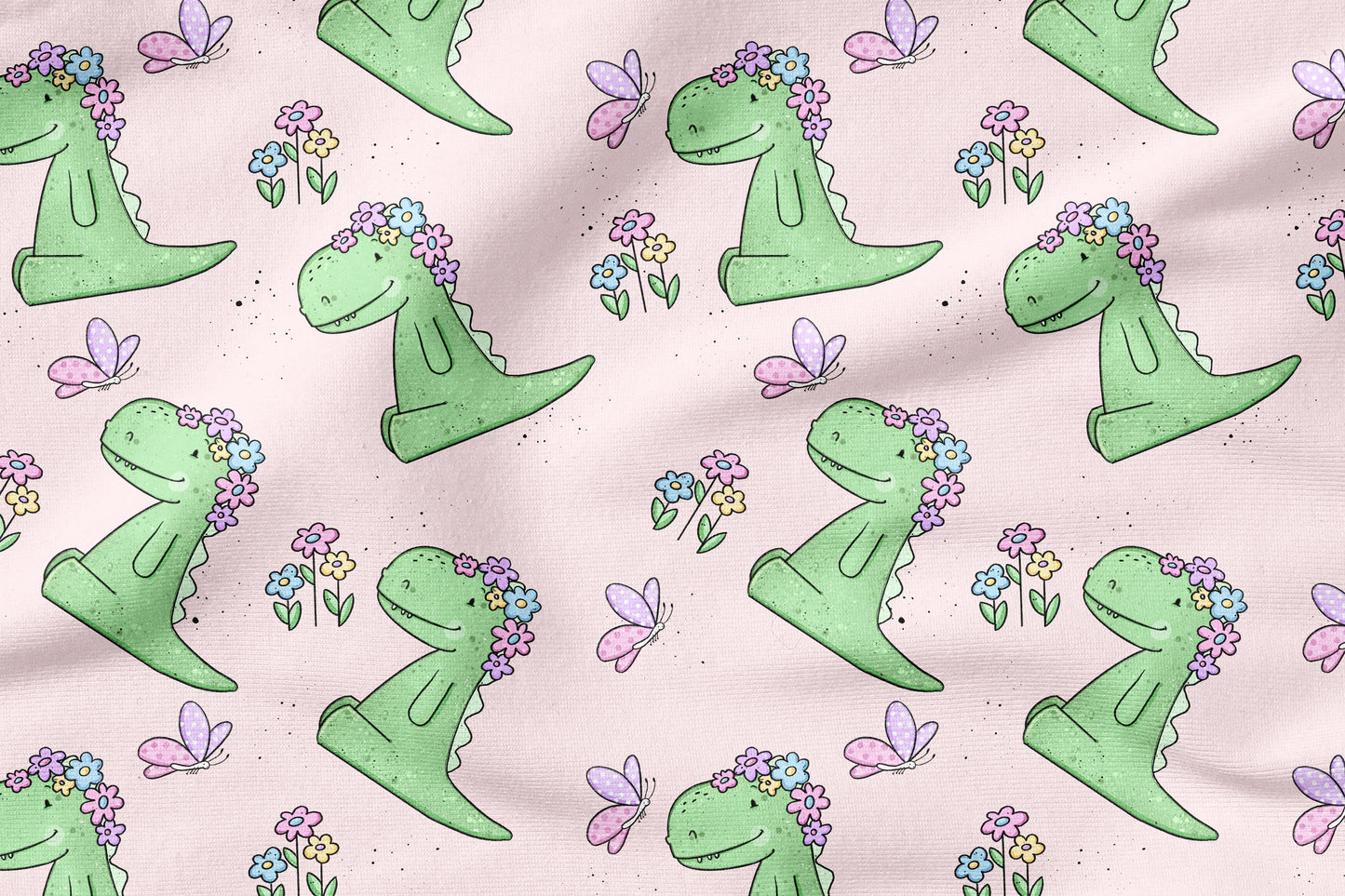 Dinomädchen Rosa – süßer Dino | auf verschiedenen Stoffarten