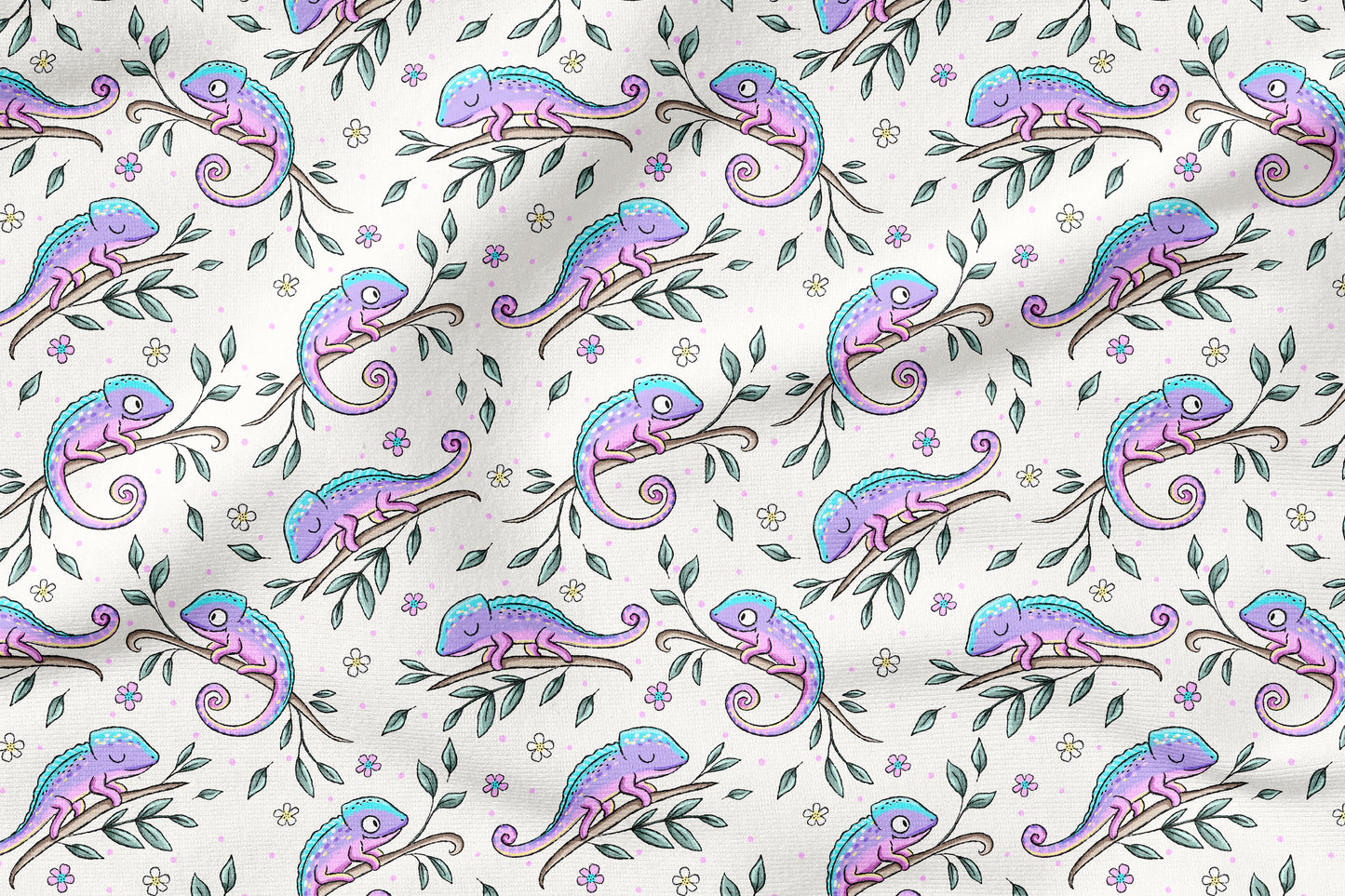 Cheeky Chamäleon – bunter Kinderstoff mit Chamäleons | verschiedene Stoffarten