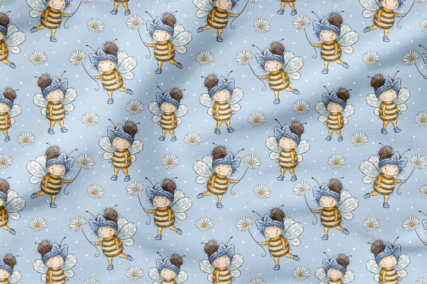 Bienenmädchen Blau – Mädchen als Biene | auf verschiedenen Stoffarten