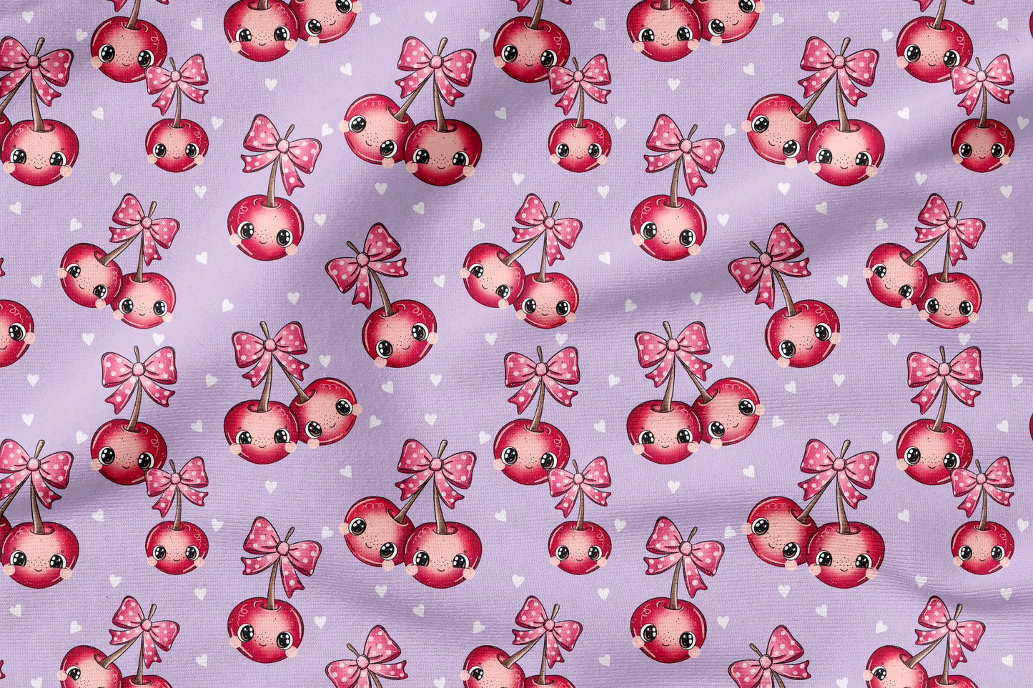 Little Cherry Love – süßer Kirsch Stoff mit Schleifen | auf verschiedenen Stoffarten