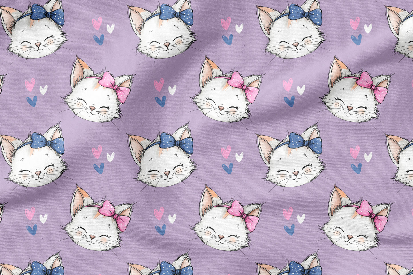 Stoffpaket Kitty Love Lila | auf verschiedenen Stoffarten