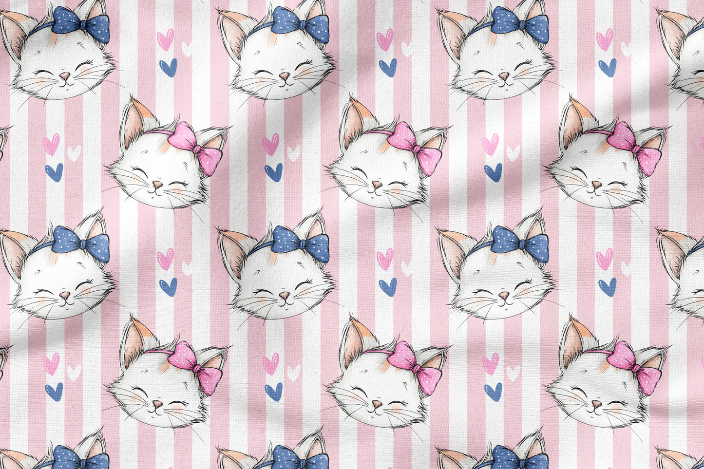 Kitty Love Stripes | auf verschiedenen Stoffarten