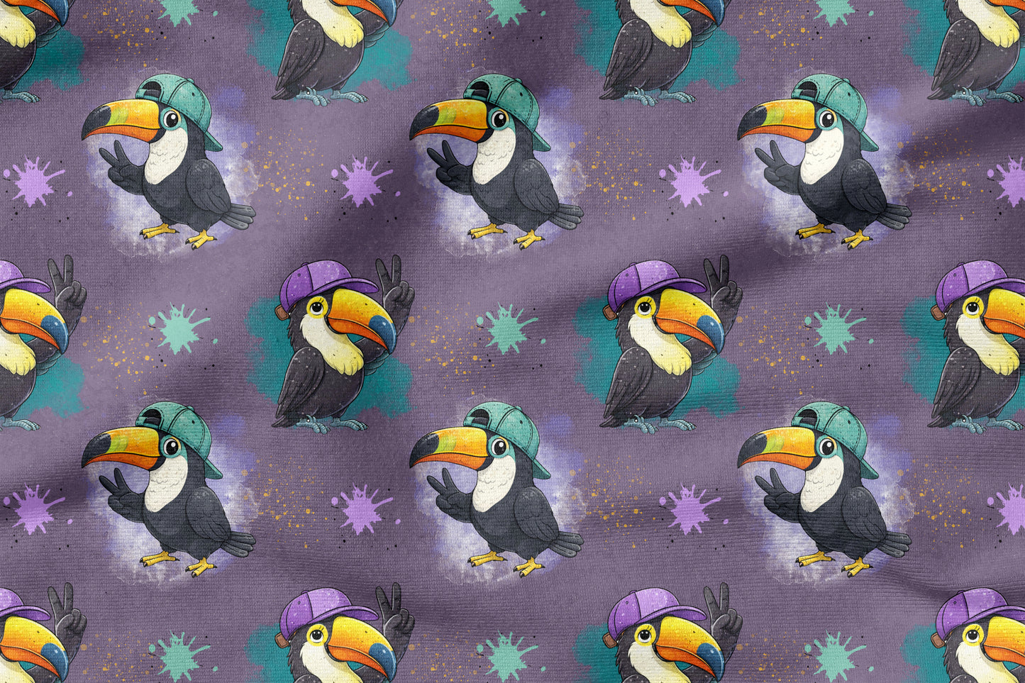 Toucan Vibes Lila | auf verschiedenen Stoffarten