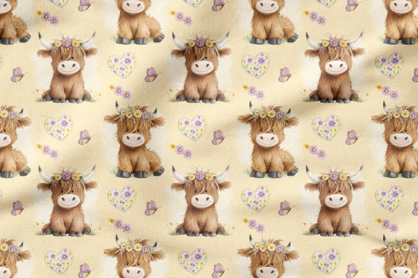 Stoffpaket Highland Cow Gelb | auf verschiedenen Stoffarten