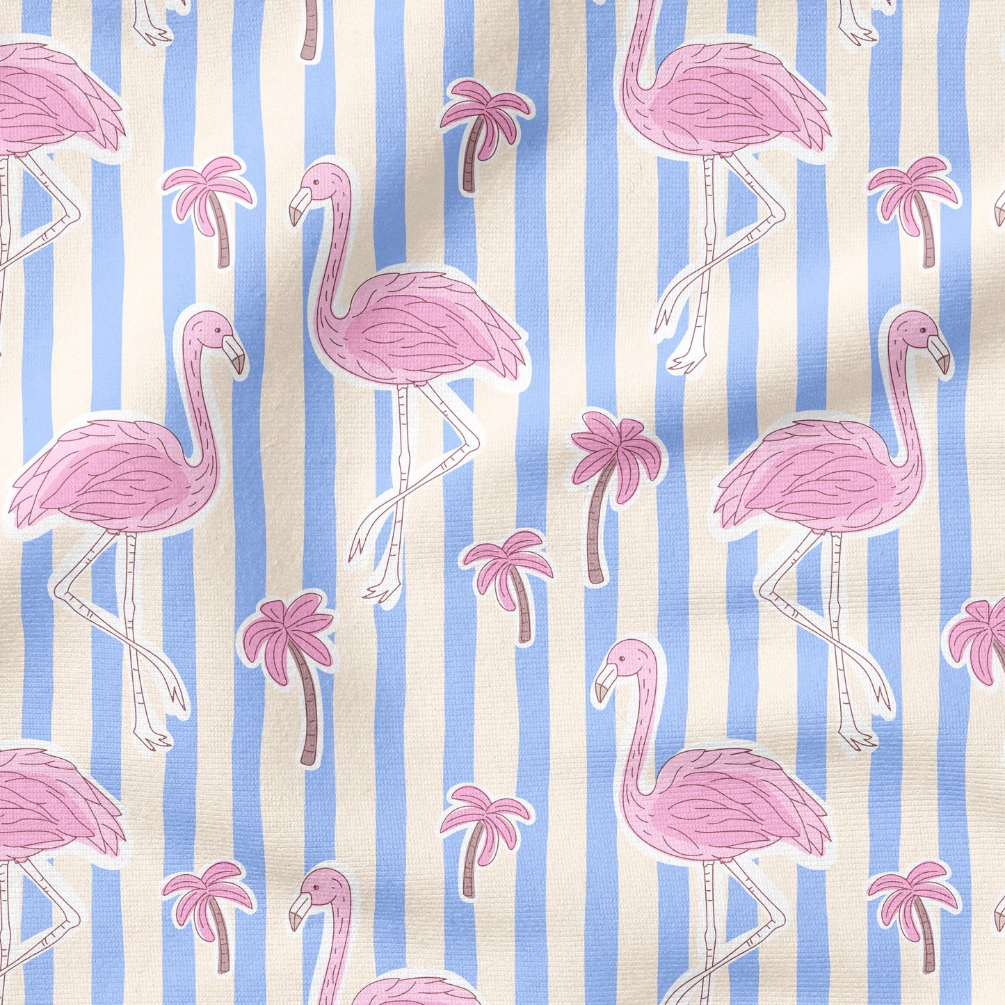 Flamingo Party Stripes Blau | auf verschiedenen Stoffarten