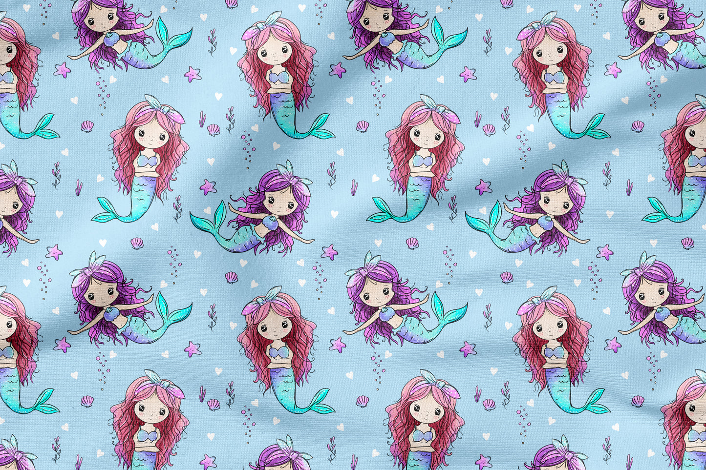 Stoffpaket Mermaid Dreams Blau | auf verschiedenen Stoffarten