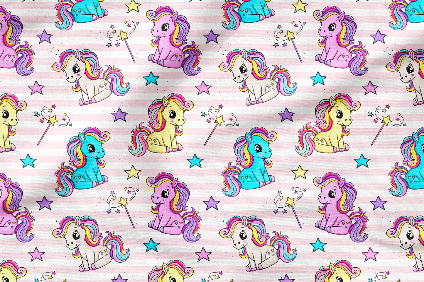 Stoffpaket Polly Pony – Einhorn & Regenbogen Design | auf verschiedenen Stoffarten