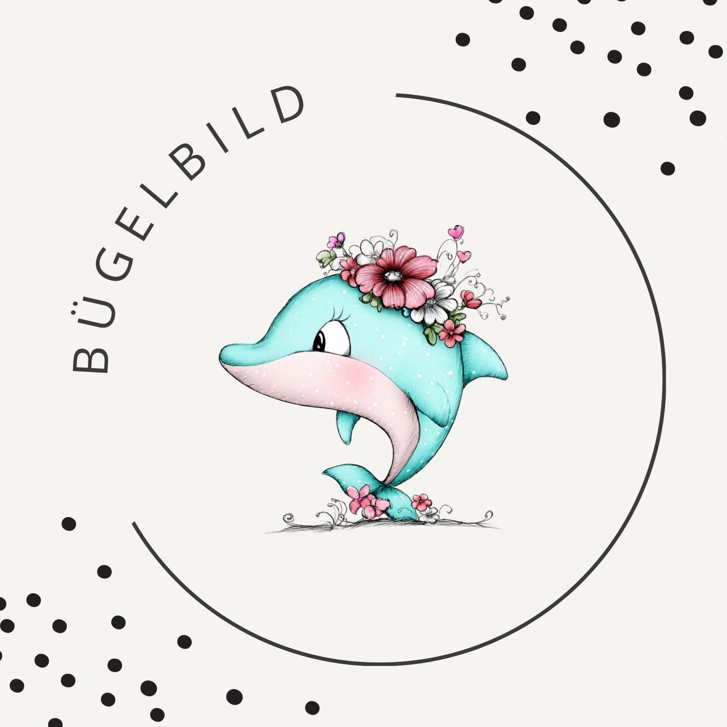 Bügelbild Blooming Dolphin 1