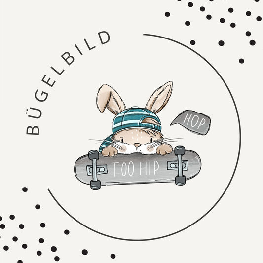 Bügelbild Skate Bunny Vibes 2 – cooles Hasen Motiv für Kinder