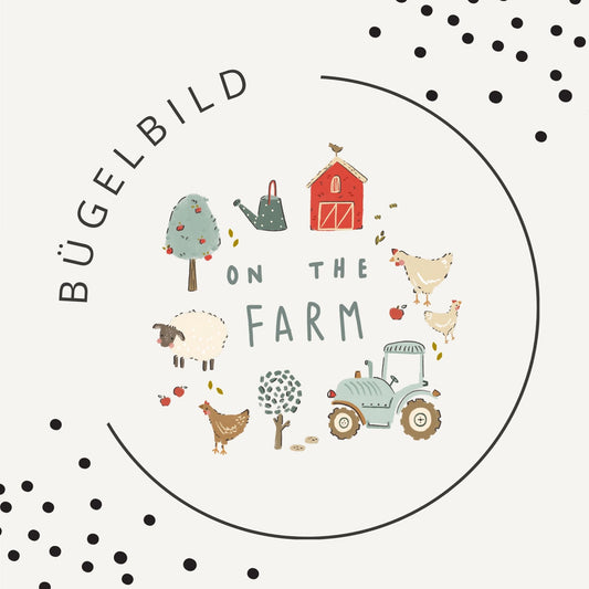 Bügelbild On the Farm – Bauernhof Motiv mit Traktor