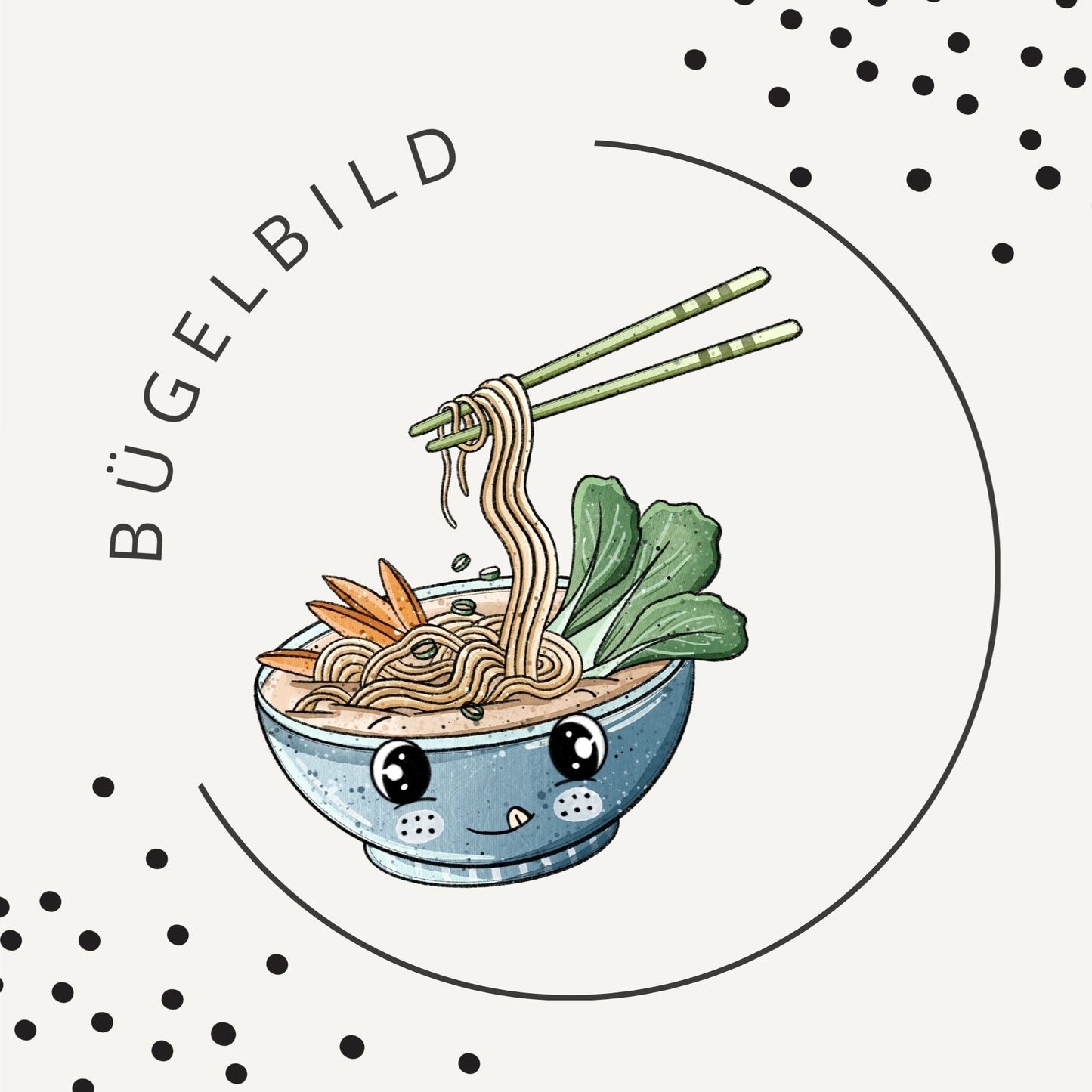 Bügelbild Ramen Blau – süßes Ramen Motiv für Kinder