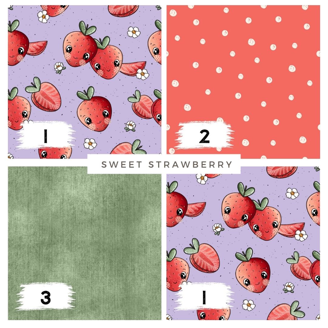 Stoffpaket Sweet Strawberry – Kinderstoff mit Erdbeeren | verschiedene Stoffarten