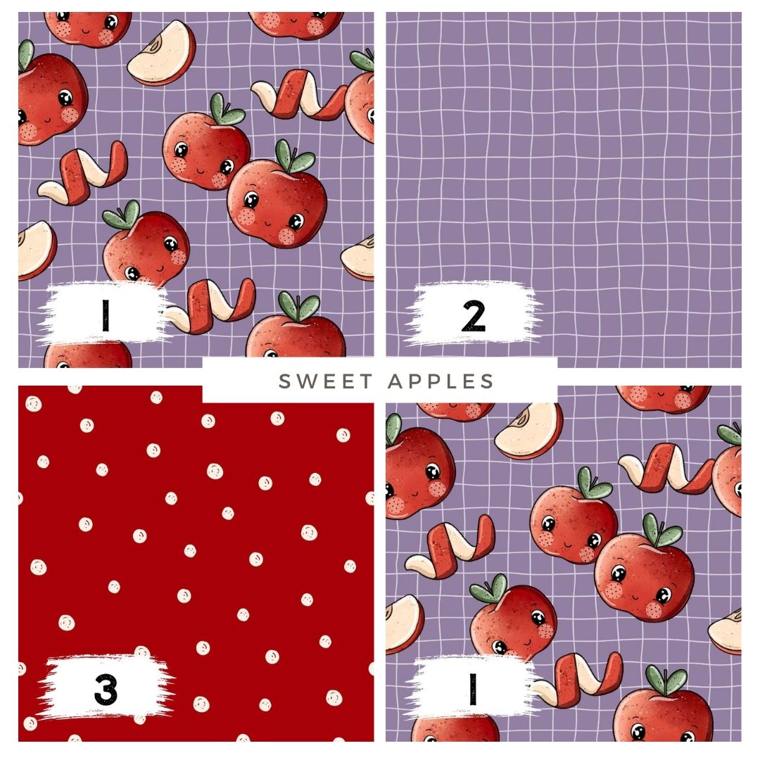 Sweet Apples – Fruchtstoff in Rot & Lila | verschiedene Stoffarten
