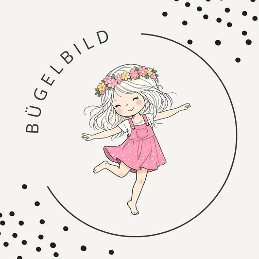 Bügelbild Rosie – Verspieltes Mädchenmotiv für Kinderkleidung