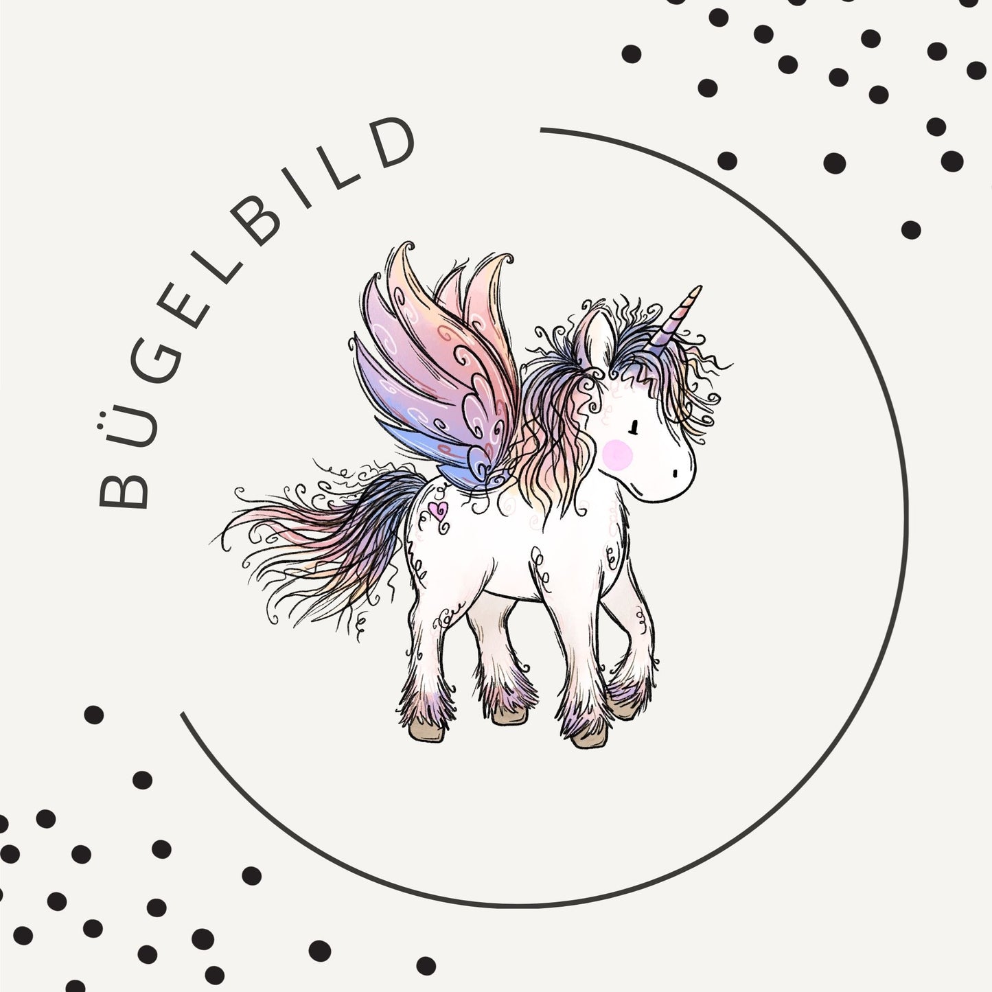 Bügelbild Einhornzeit Rosa – zauberhaftes Einhorn Bügelbild für Kinder