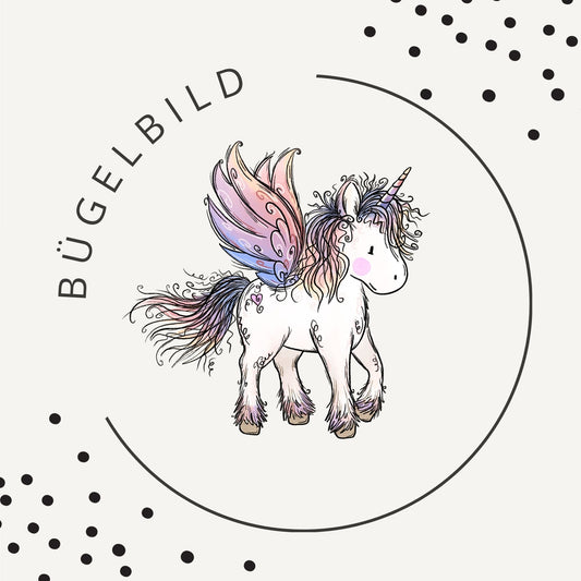 Bügelbild Einhornzeit Rosa – zauberhaftes Einhorn Bügelbild für Kinder