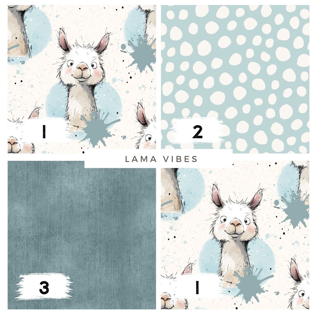 Lama Vibes Beige – moderner Kinderstoff mit Lama | verschiedene Stoffarten