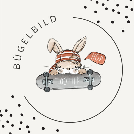Bügelbild Skate Bunny Vibes 1 – cooles Hasen Motiv für Kinder