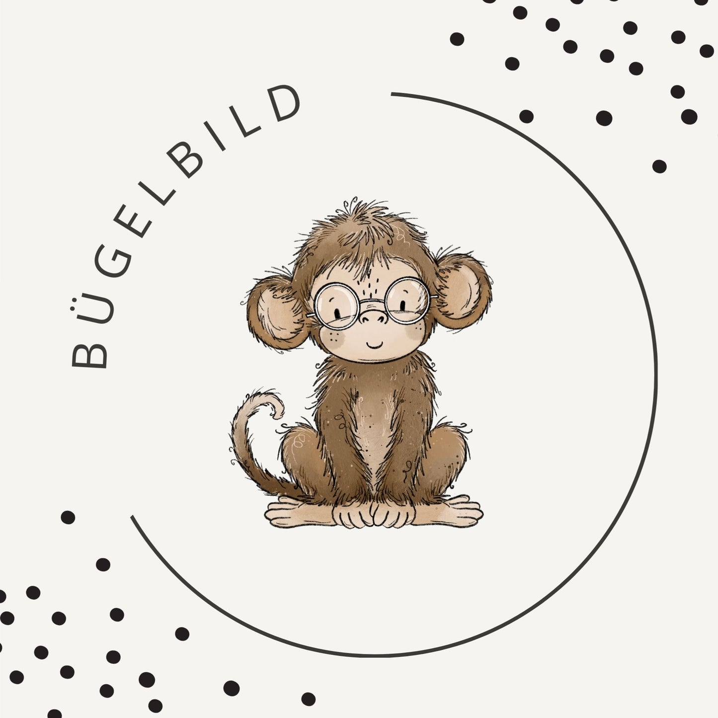 Bügelbild Affentag 3 – Süßer sitzender Affe mit Brille
