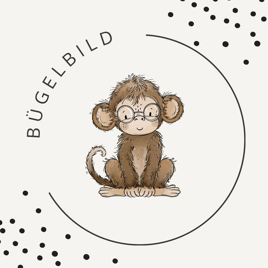 Bügelbild Affentag 3 – Süßer sitzender Affe mit Brille