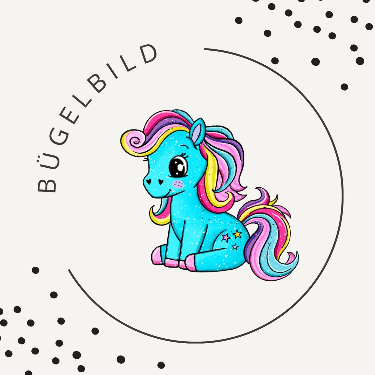 Bügelbild Polly Pony 2 – Regenbogen Pony für Kinder