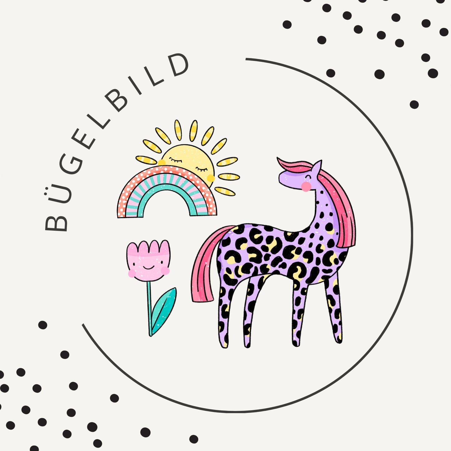 Bügelbild Bunter Tag Leo – Pony, Regenbogen & Sonne