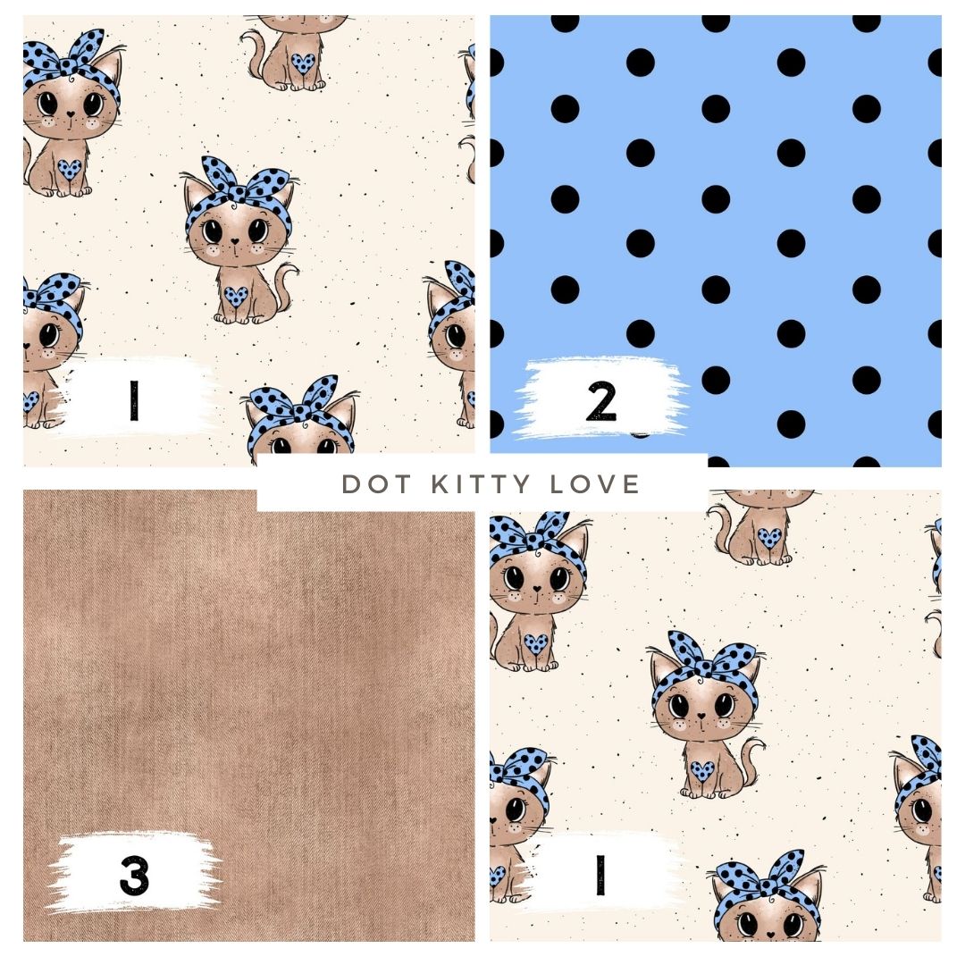 Dot Kitty Love – süßer Katzen-Kinderstoff | verschiedene Stoffarten