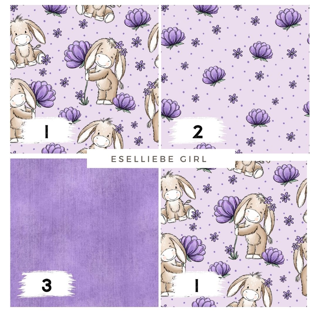 Stoffpaket Eselliebe Girl Lila | auf verschiedenen Stoffarten