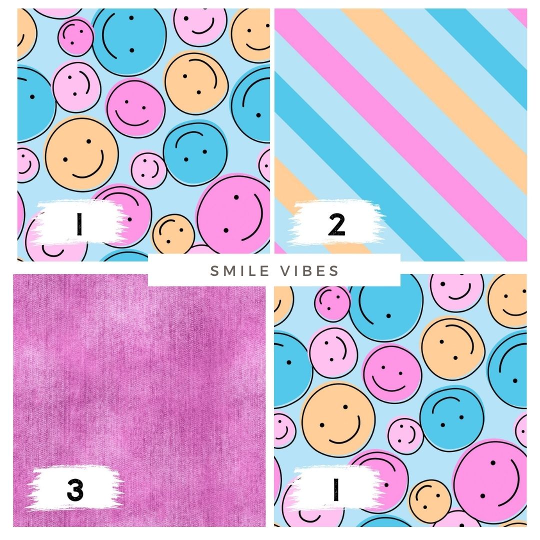 Smile Vibes Pink – moderner Smiley Stoff | auf verschiedenen Stoffarten