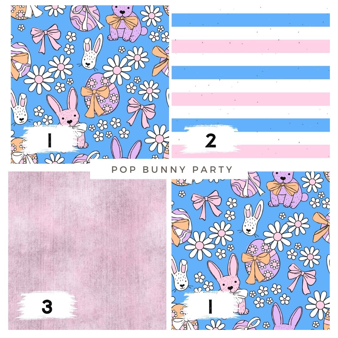 Pop Bunny Party – bunter Osterstoff mit Hasen | verschiedene Stoffarten