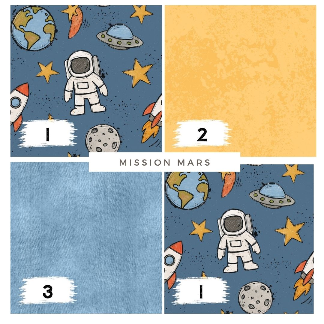Mission Mars Dunkelblau | auf verschiedenen Stoffarten
