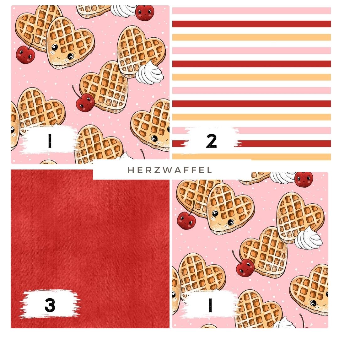 Stoffpaket Herzwaffel | auf verschiedenen Stoffarten
